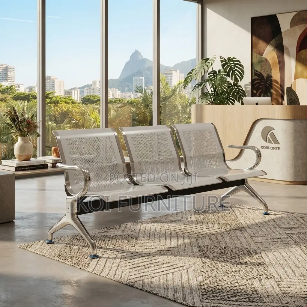 Office Bench; Three Seaters Non Upholstered Metal Bench
