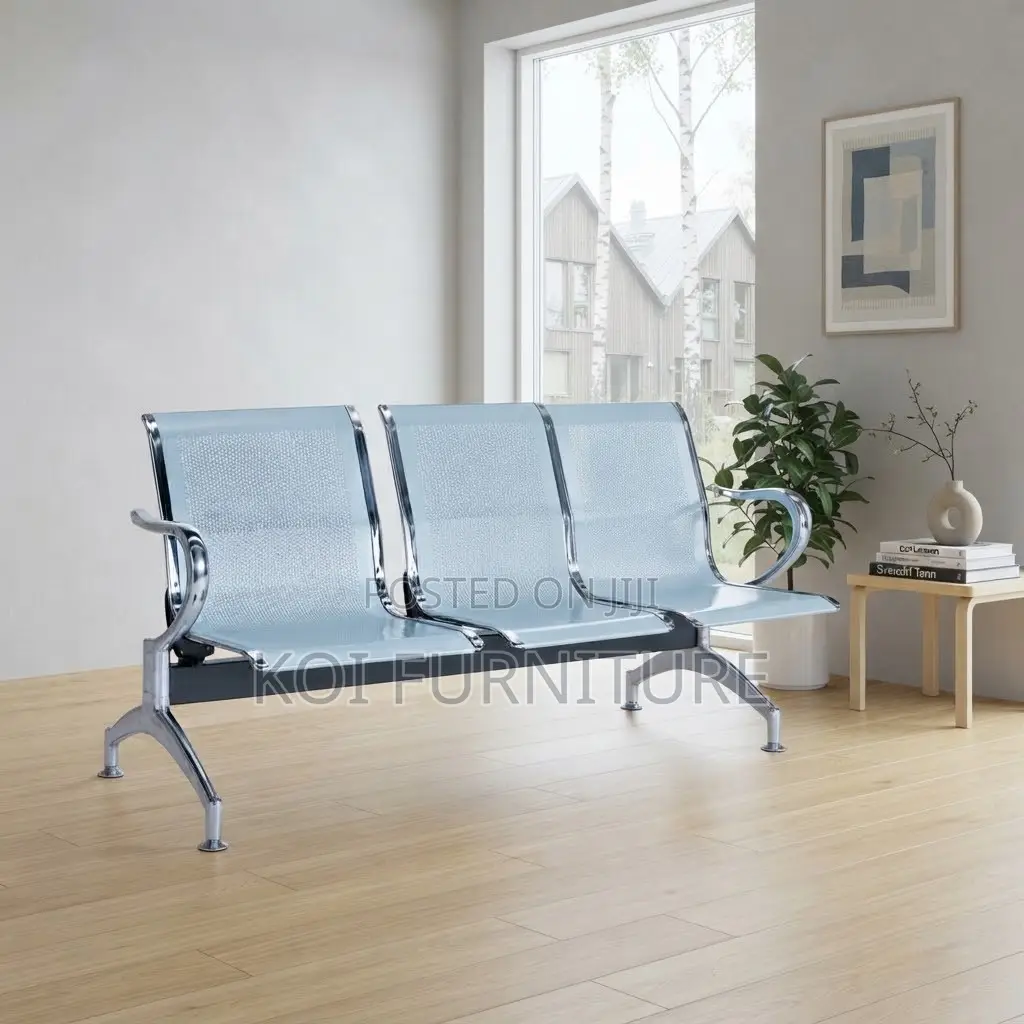 Office Bench; Three Seaters Non Upholstered Metal Bench