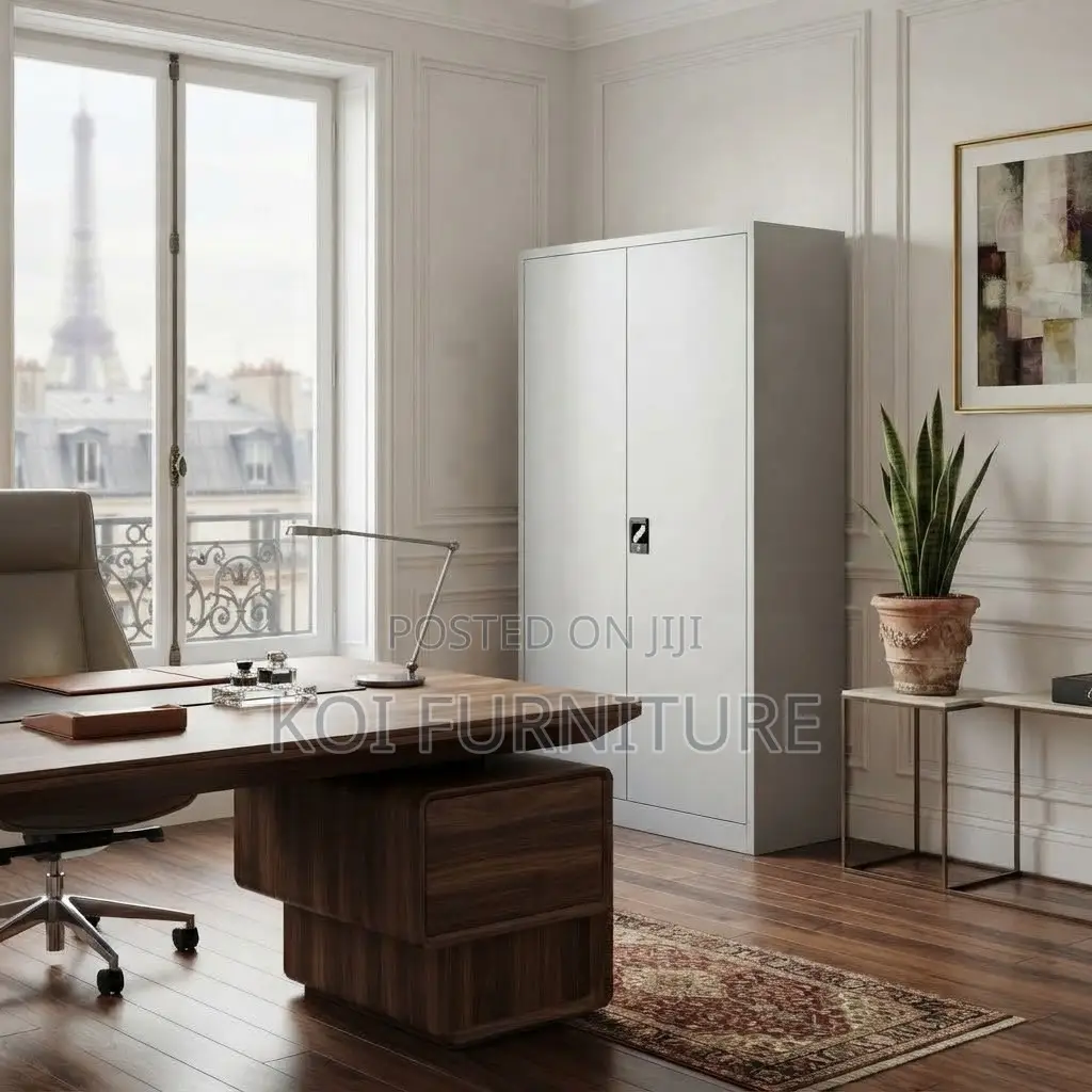 Office Cabinet; Grey Documents Cabinet With Two Lockable Doors
