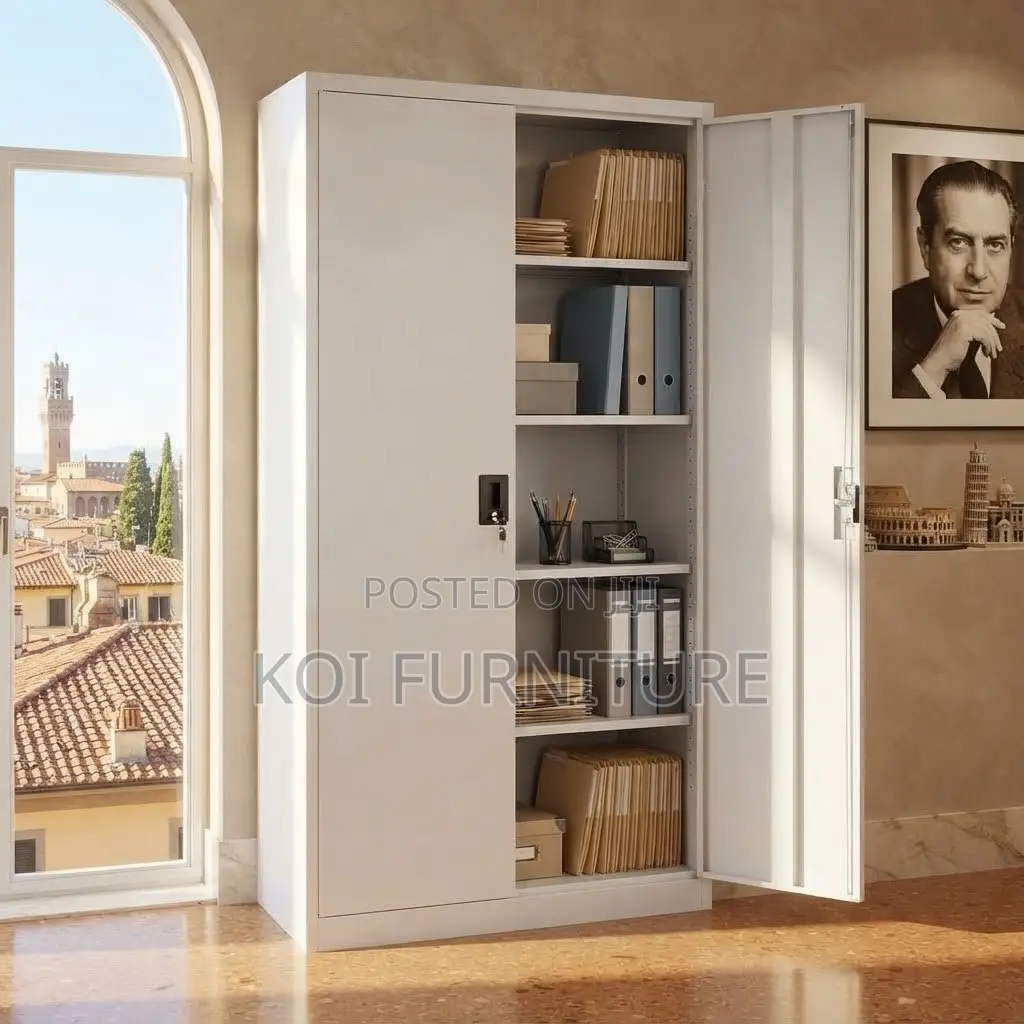 Office Cabinet; Grey Documents Cabinet With Two Lockable Doors