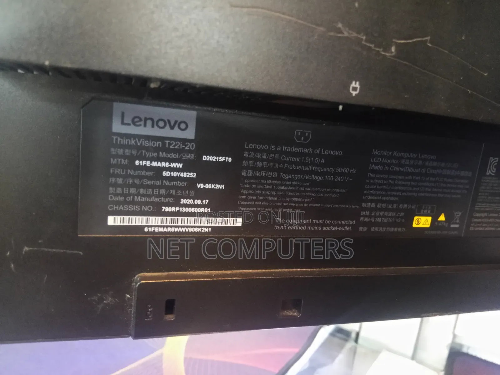 Lenovo Thinkvision T22i Frameless Monitor