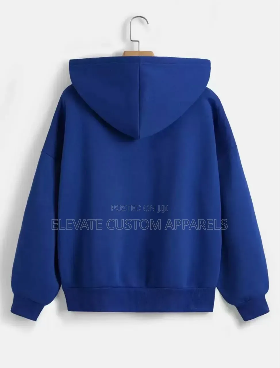 Casual Royal Blue Oversized Zip-Up Hoodie"