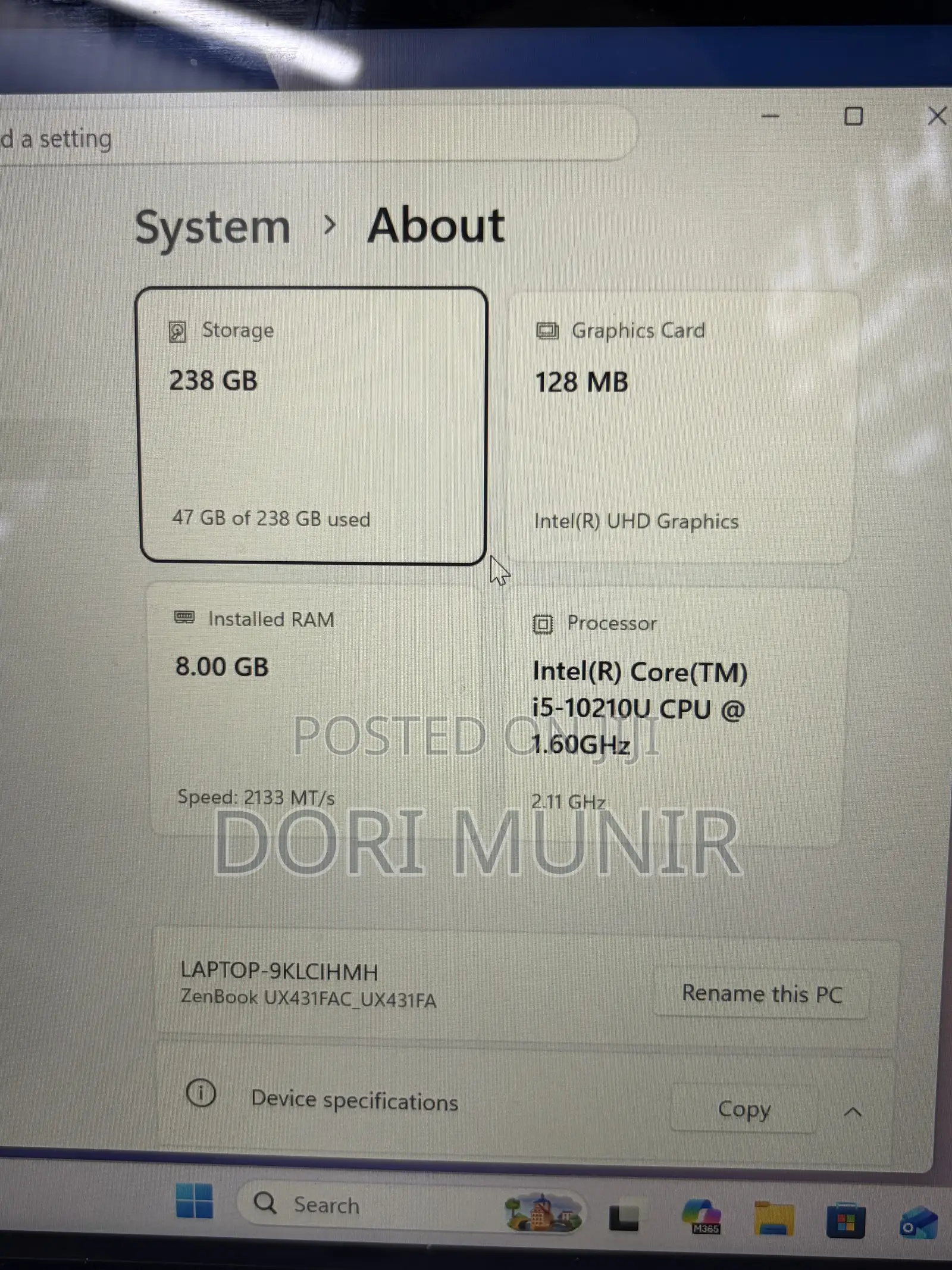 Laptop Asus ZenBook UX430UA 8GB Intel Core i5 SSHD (Hybrid) 256GB