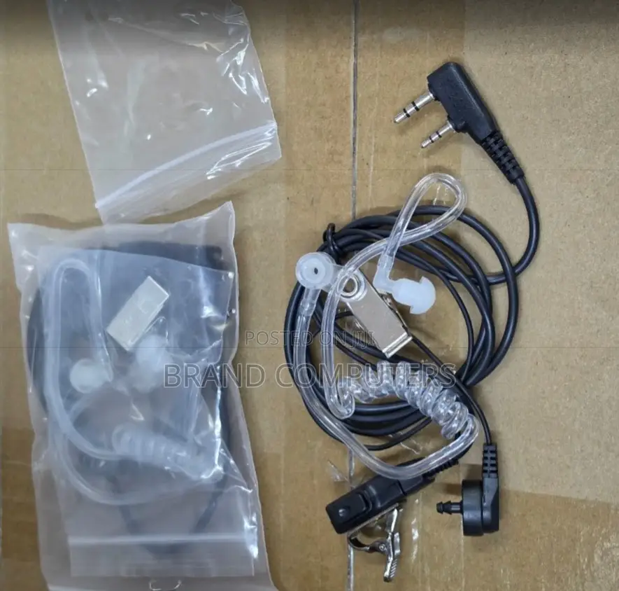 2 Pin FBI Air Tube Earpiece Earphone Spiral Clear Tube