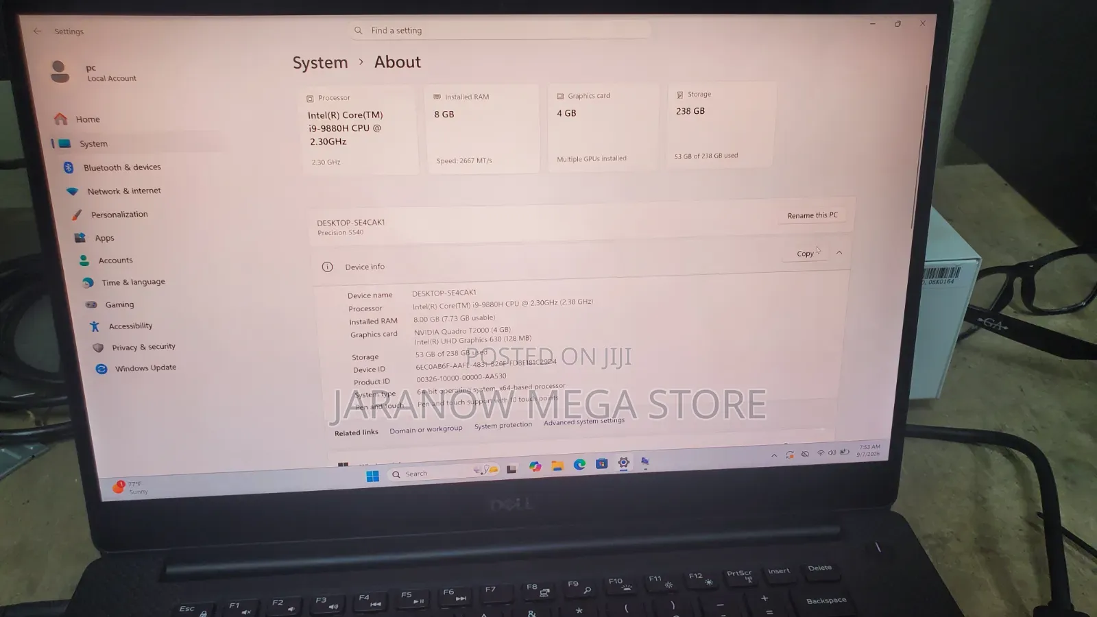 Laptop Dell Precision 5540 8GB Intel Core i9 SSD 256GB