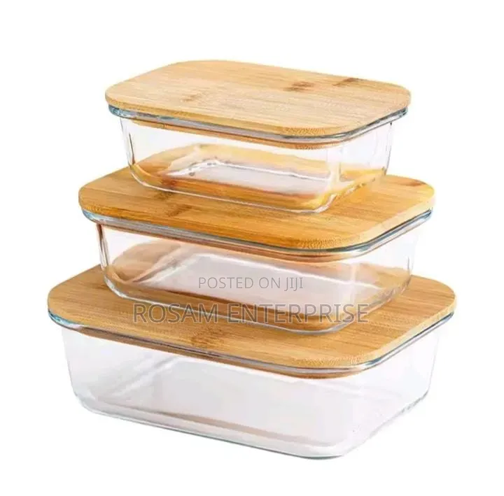 3in1 Snack Storage Box Set Wooden Top Lid