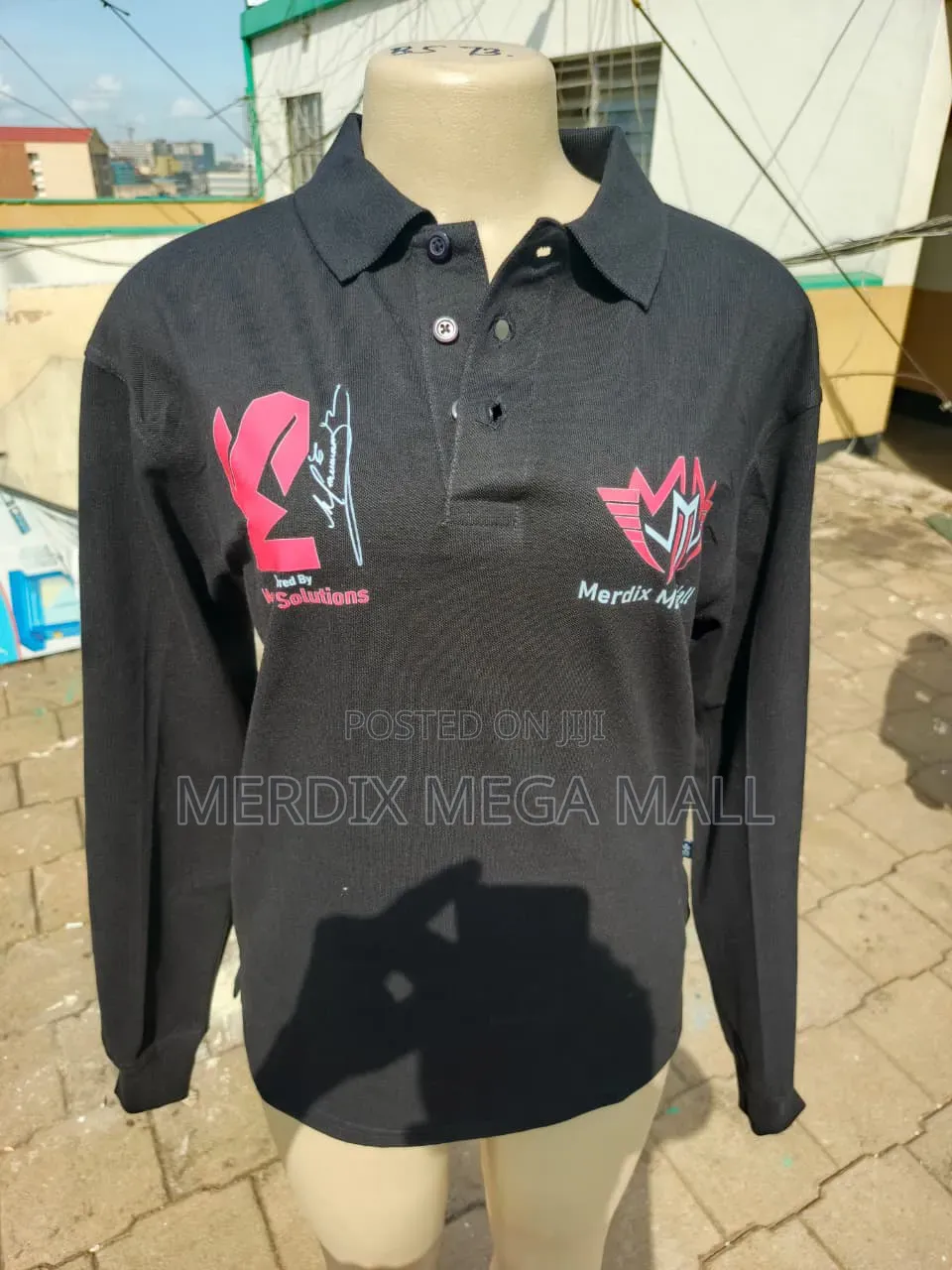 Long Sleeve Black Cotton Polo Shite,Polo Shirt