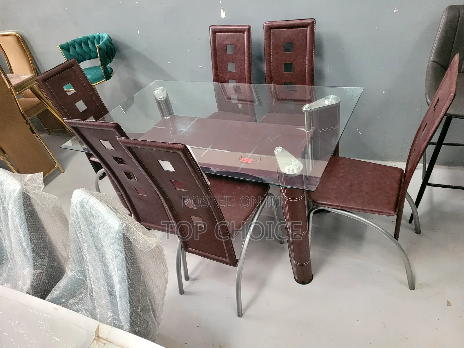 Brown Leather Dining Table