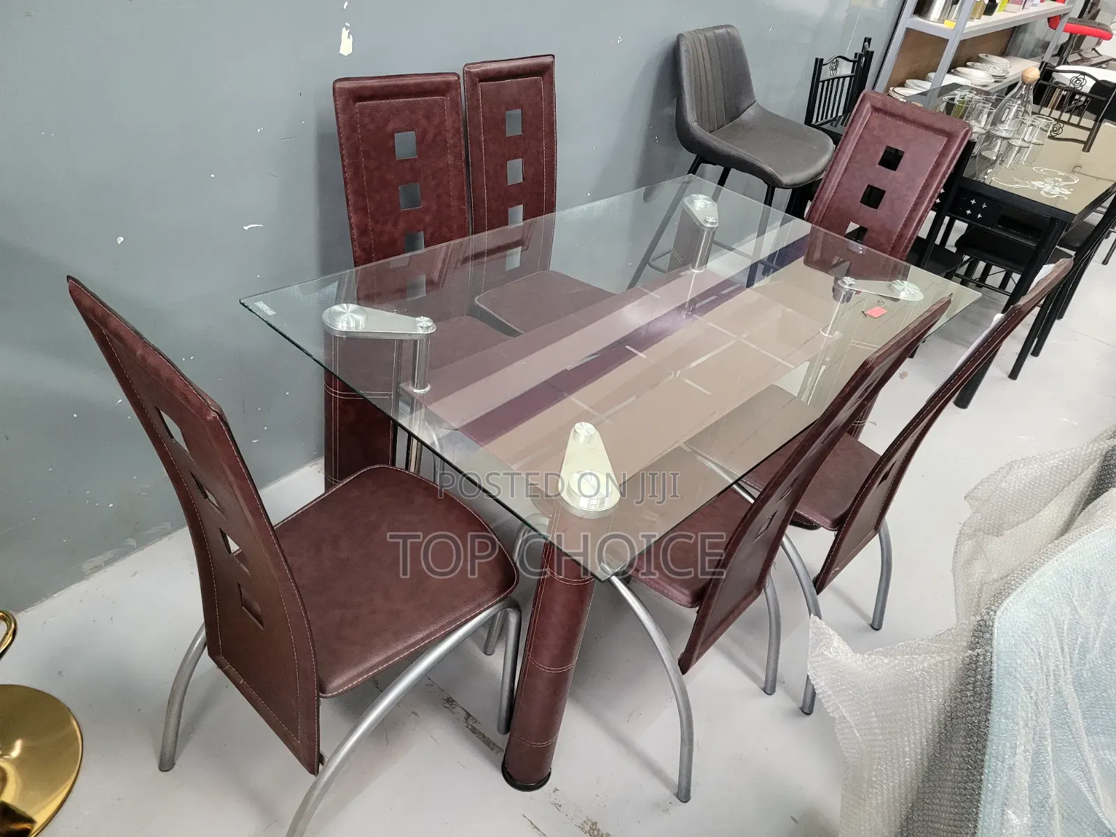 Brown Leather Dining Table