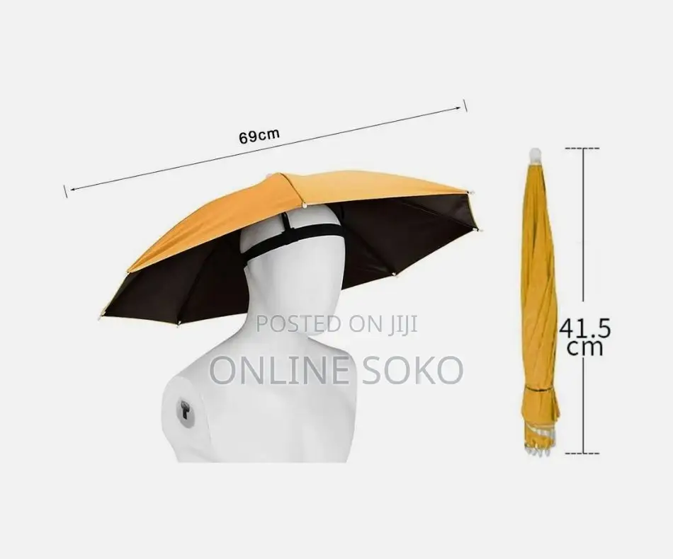 Foldable Umbrella Hat With Adjustable Headband – Sun Rain Protection