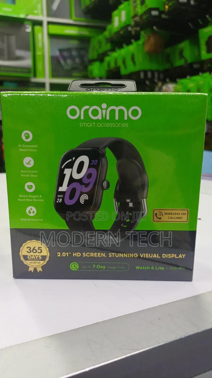 Oraimo Watch 6 Lite 2.01” Smartwatch Black