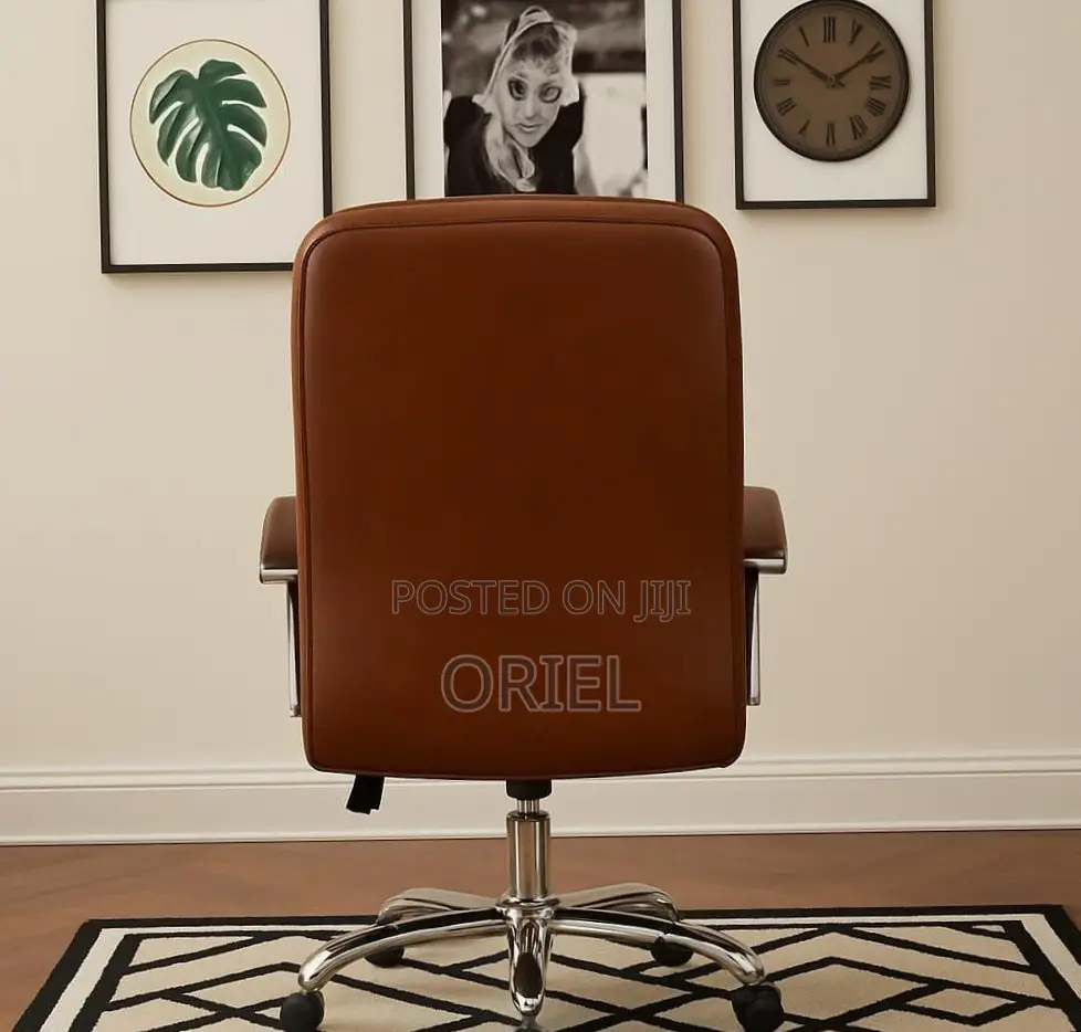Modern Office Staff Chair : Premium Brown Leather Office Chair