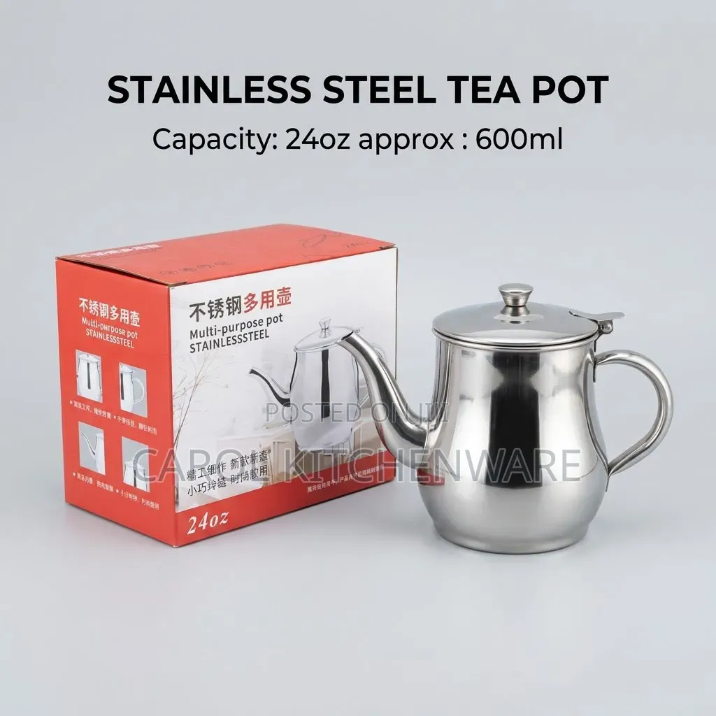 600 Ml Stainless Steel Tea Pot (24 Oz)