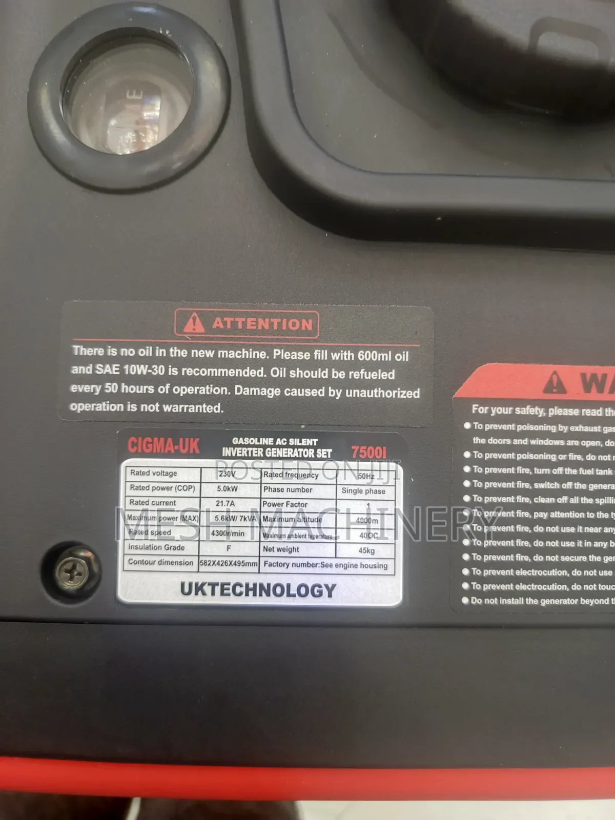 CIGMA-UK 7500i Silent Inverter Generator