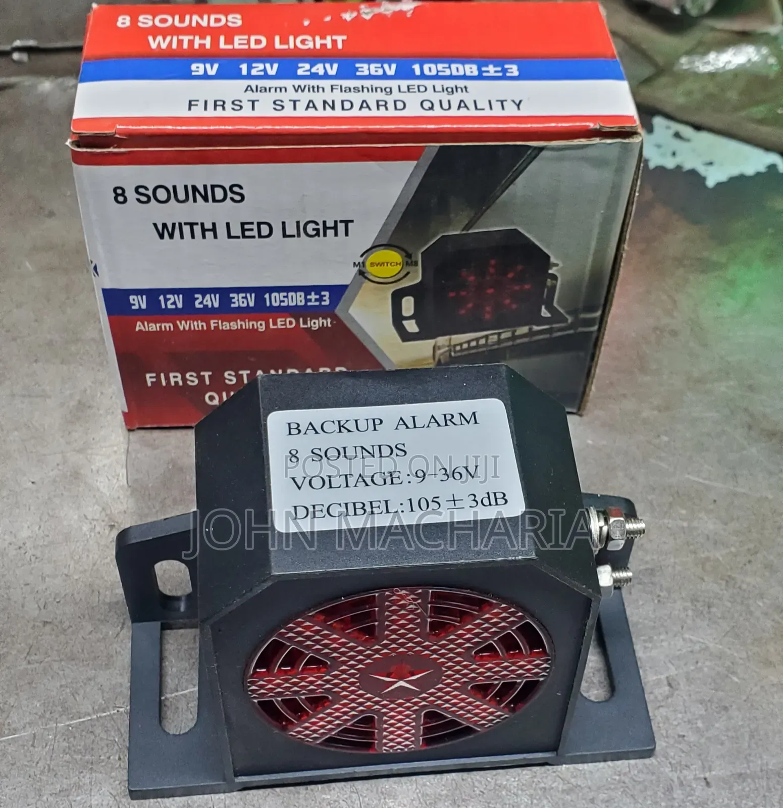 Universal Vehicles Backup Alarm With 8 Selectable Sounds LED Lights