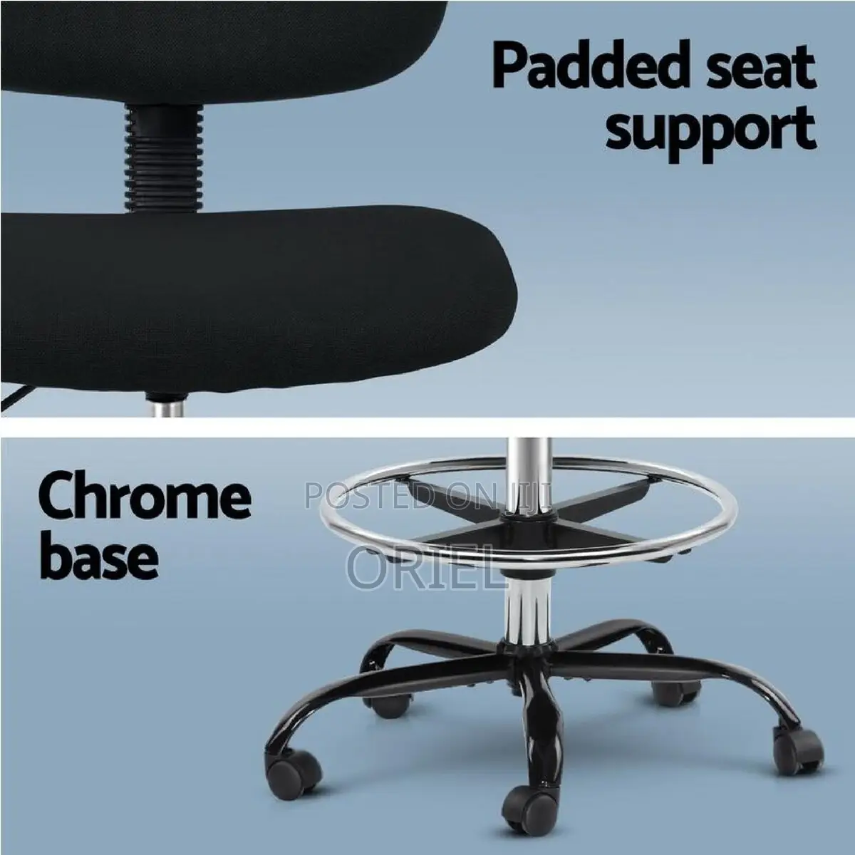 Office Swivel Chair :Armless Ergonomic Adjustable Height Fabric Chair