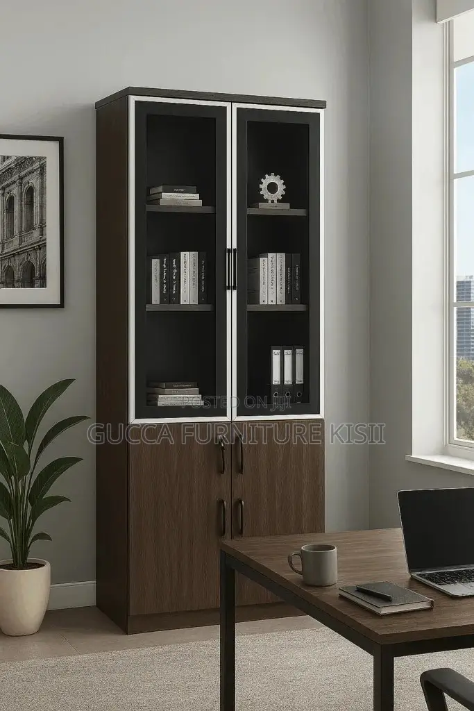 Half Glass Wooden Bookcase