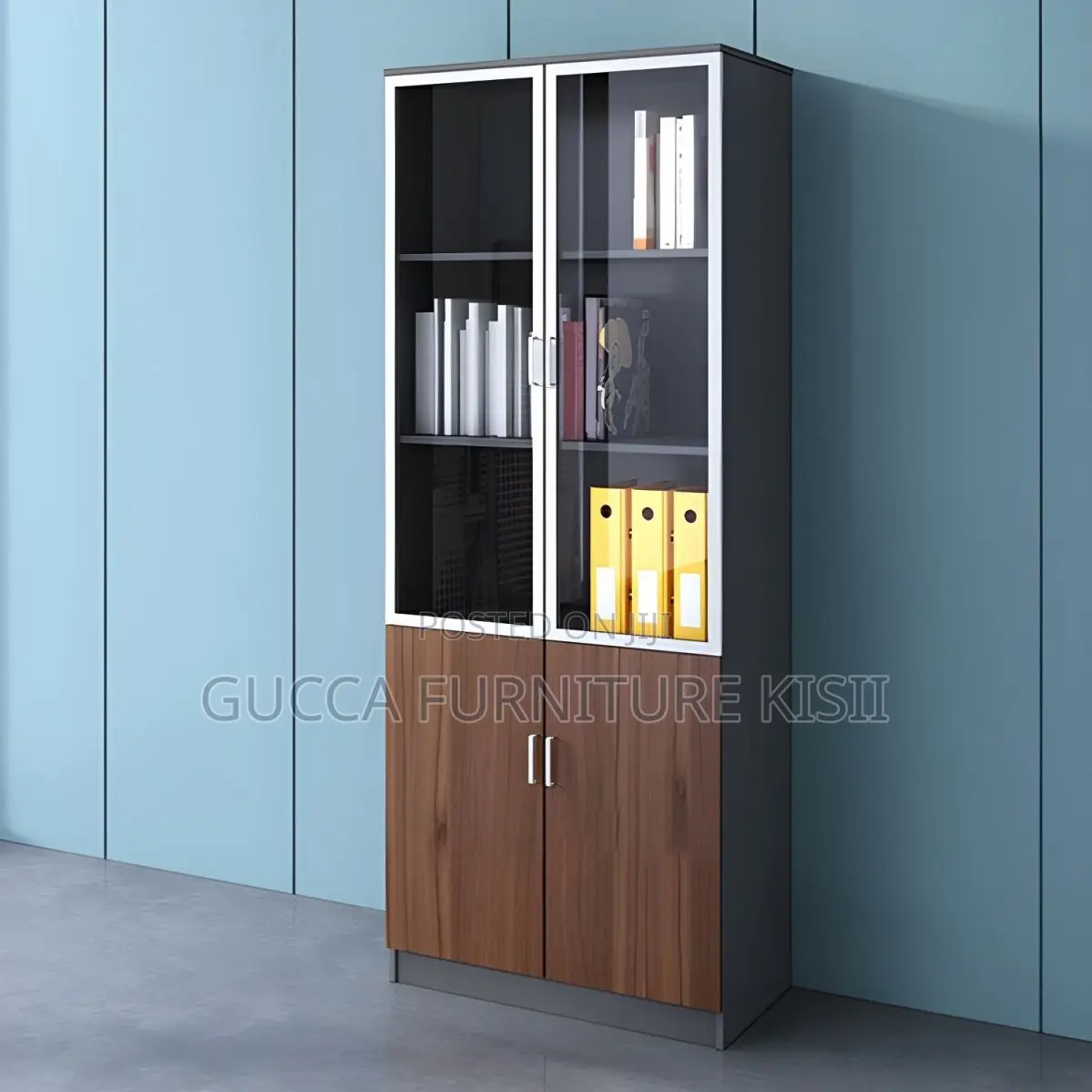 Half Glass Wooden Bookcase