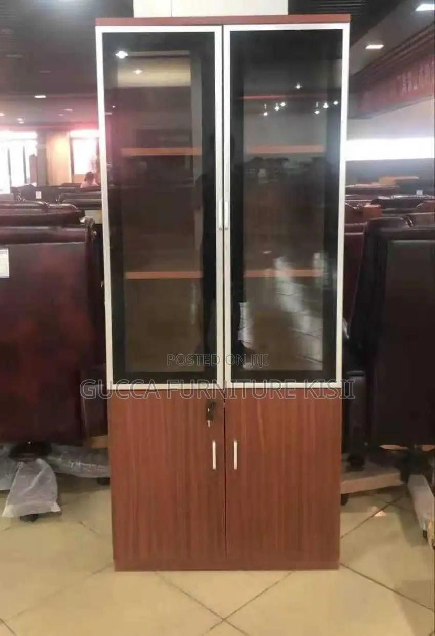 Half Glass Wooden Bookcase