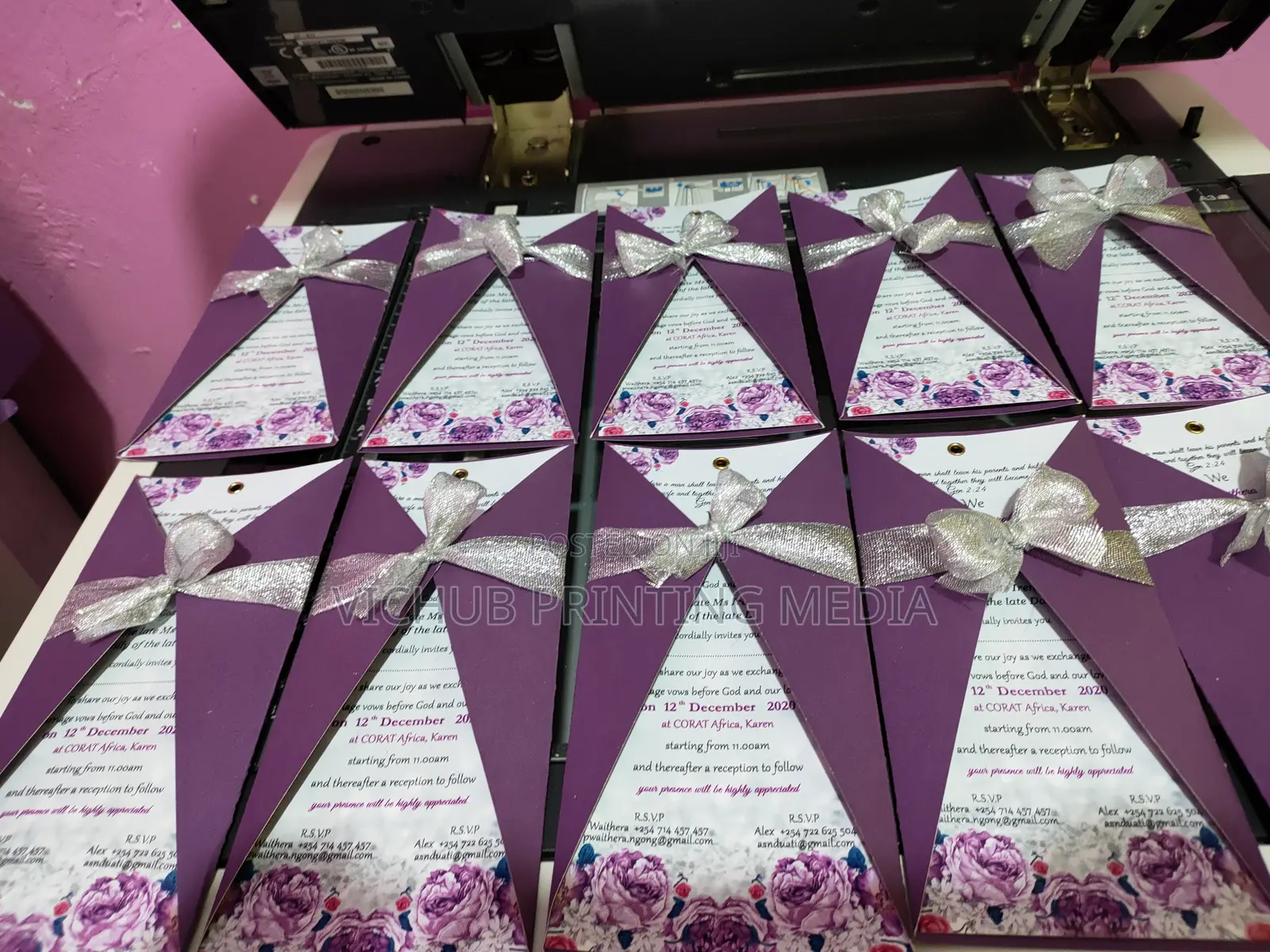 Fold Wedding Card - Purple Silver