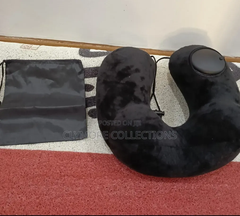 Inflatable Travel Neck Pillow Storage Bag –Soft Ergonomic Neck Support