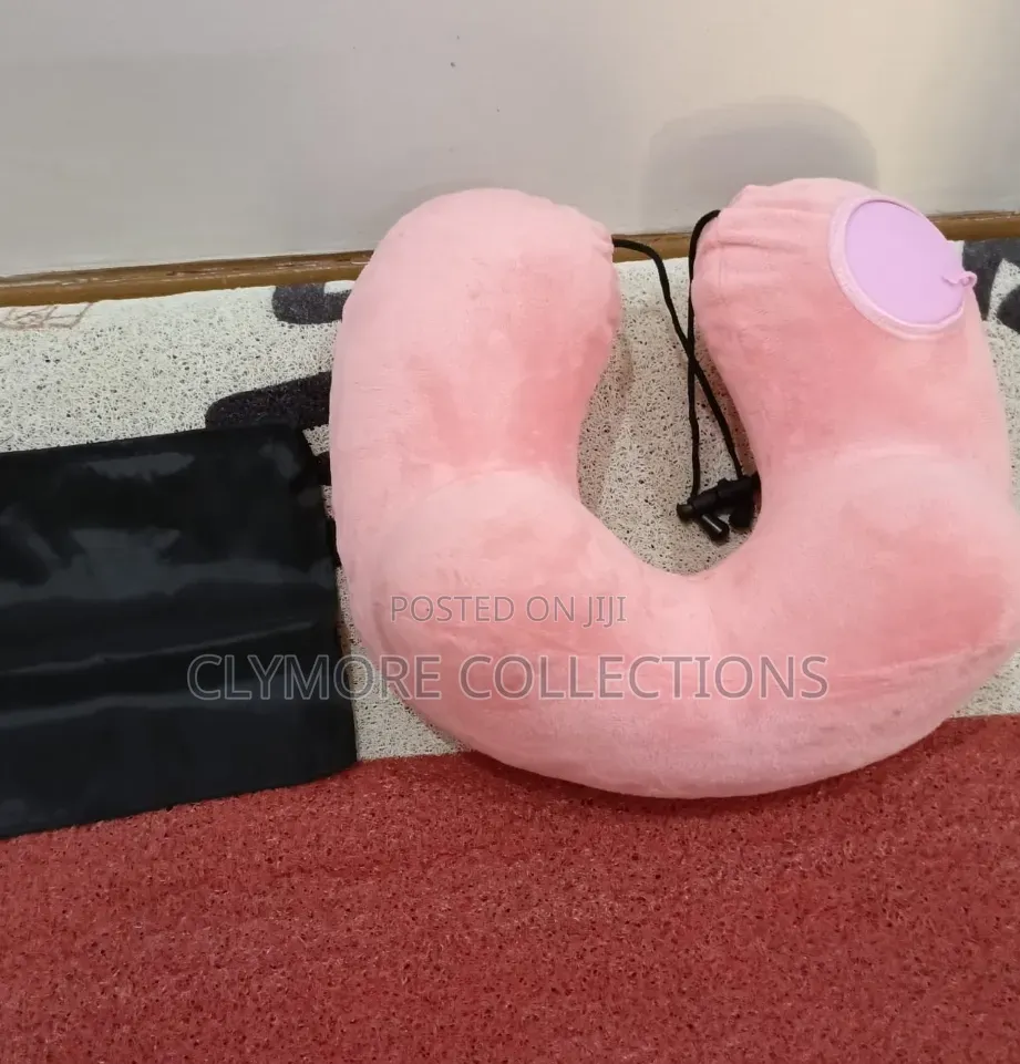 Inflatable Travel Neck Pillow Storage Bag –Soft Ergonomic Neck Support
