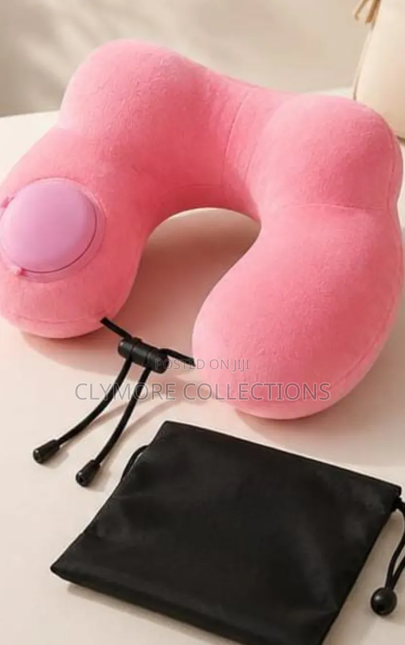 Inflatable Travel Neck Pillow Storage Bag –Soft Ergonomic Neck Support
