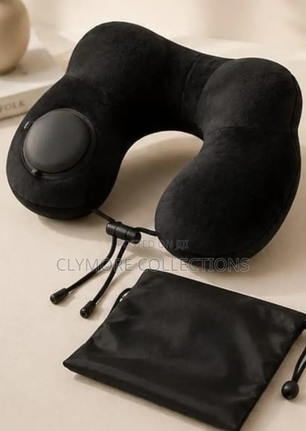 Inflatable Travel Neck Pillow Storage Bag –Soft Ergonomic Neck Support