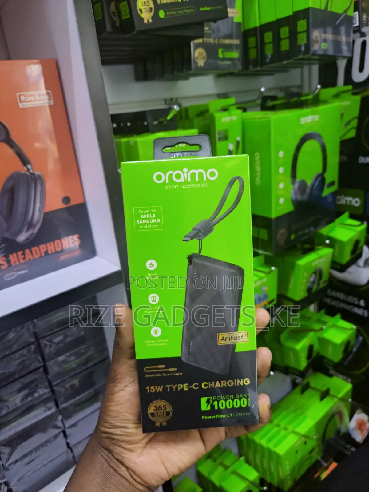 Oraimo Powerbank With Detachable Type C Cable.