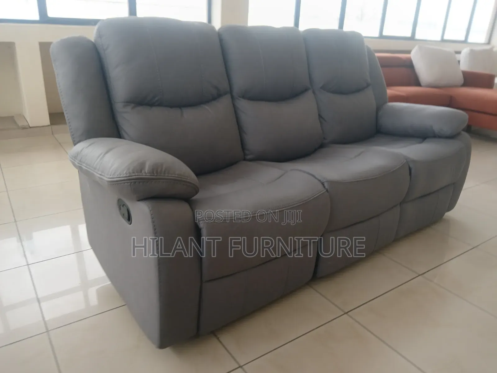 Luxury Grey 3-Seater Recliner Sofa.