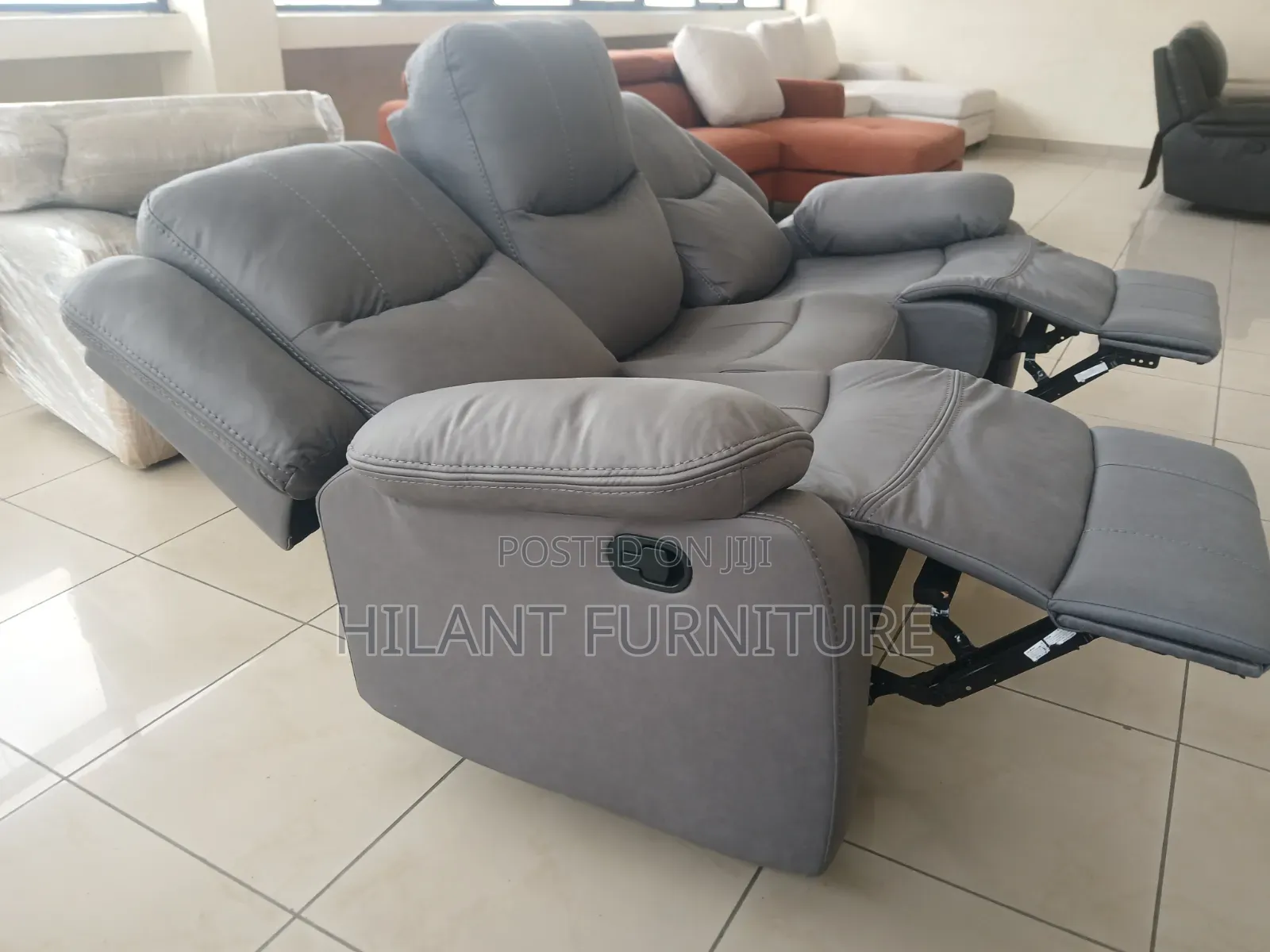 Luxury Grey 3-Seater Recliner Sofa.