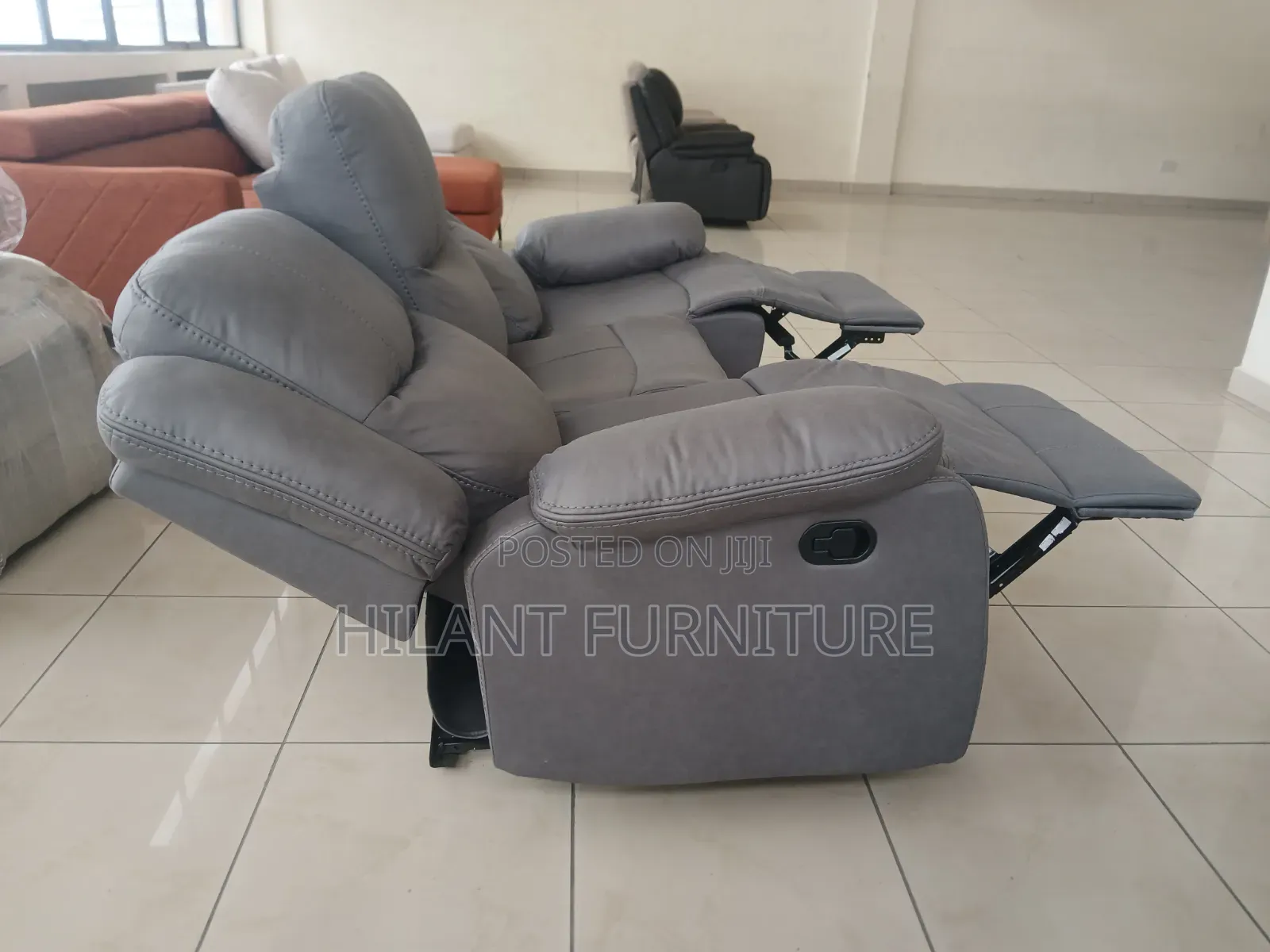 Luxury Grey 3-Seater Recliner Sofa.