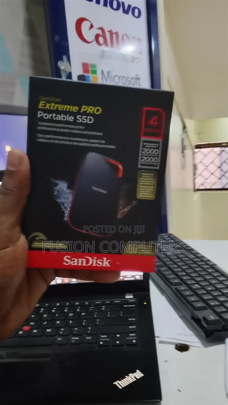 The 
SanDisk Extreme PRO Portable SSD V2 (Model: SDSSDE81-4T00-G25)