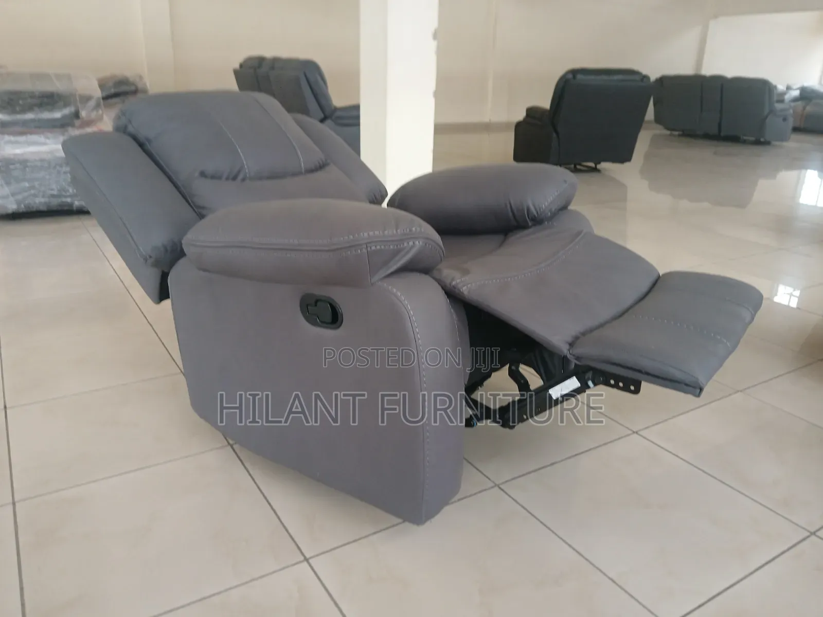 Premium Grey Single-Seater Fabric Recliner