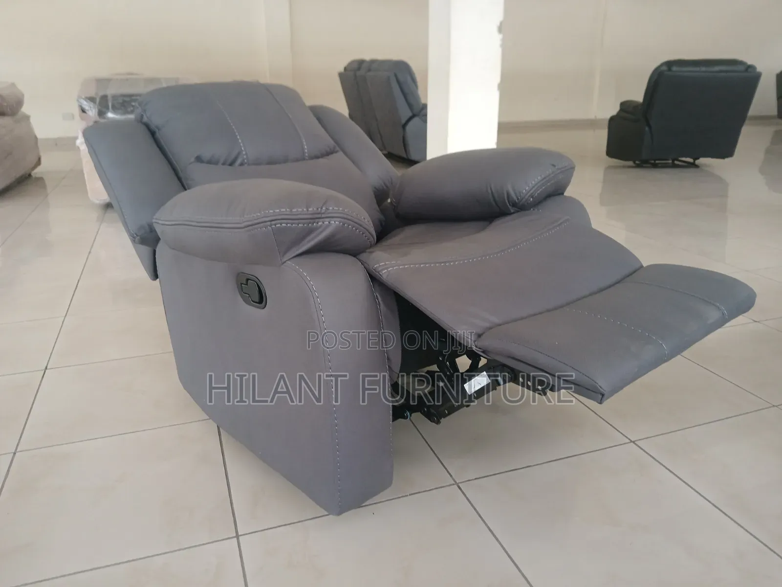 Premium Grey Single-Seater Fabric Recliner