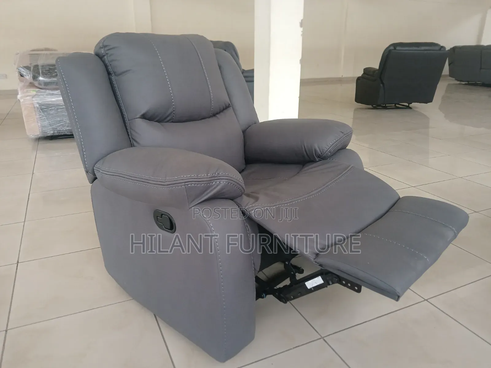Premium Grey Single-Seater Fabric Recliner