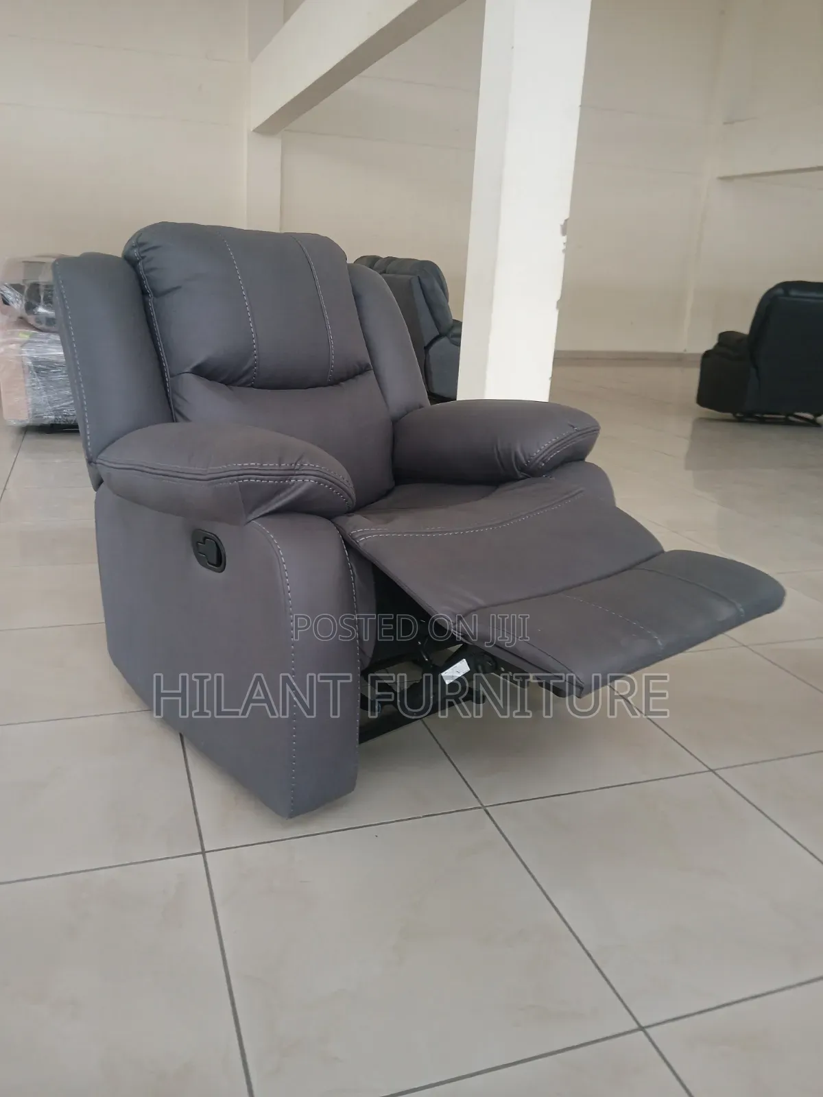Premium Grey Single-Seater Fabric Recliner