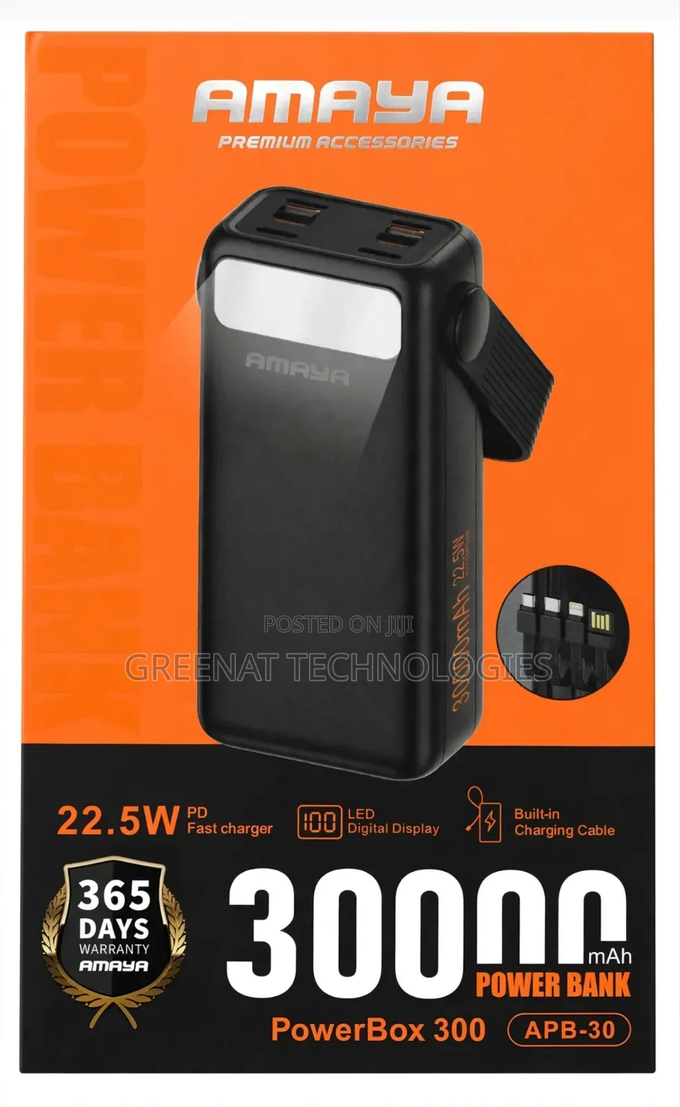 AMAYA 30000mAh Power Bank 22.5W PD Fast Charger PowerBox 300 APB-30