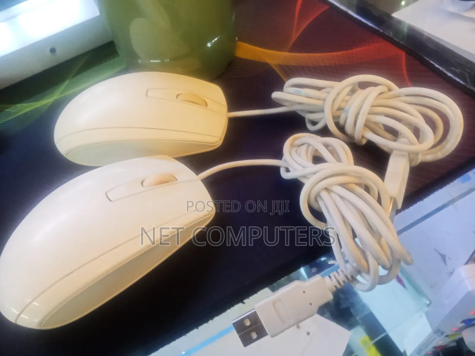 White Wired Computer Mice