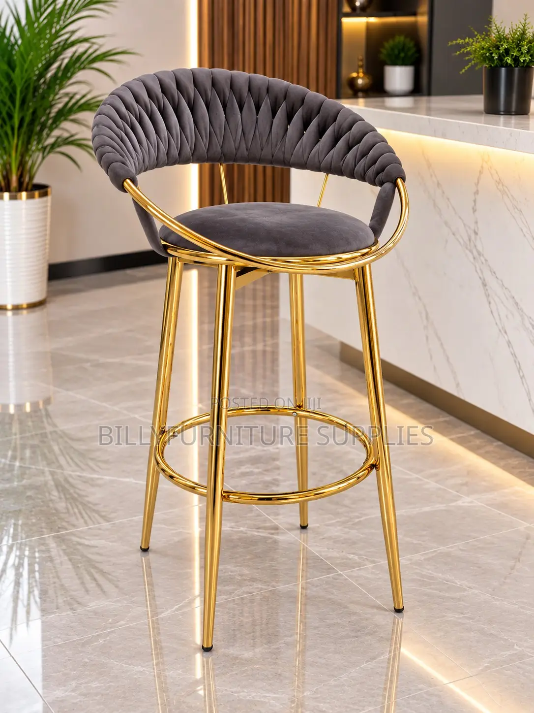Island Height Adjustable Bar Stool With Footrest