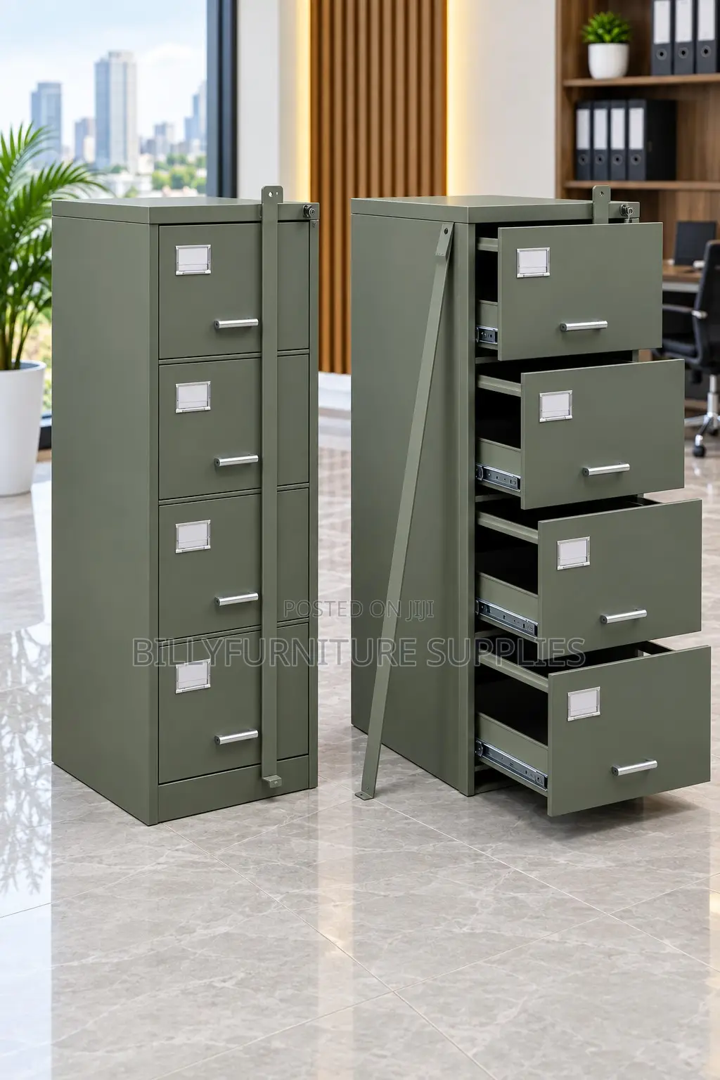 Green Metal Storage Cabinet With Drawers