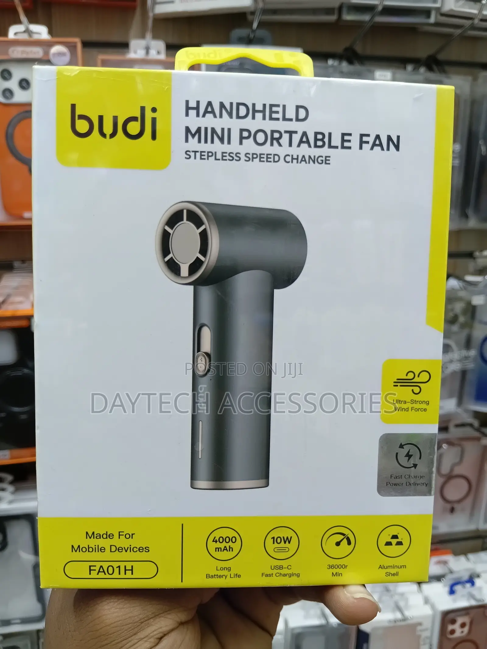Budi Handheld Mini Portable Fan - Black
