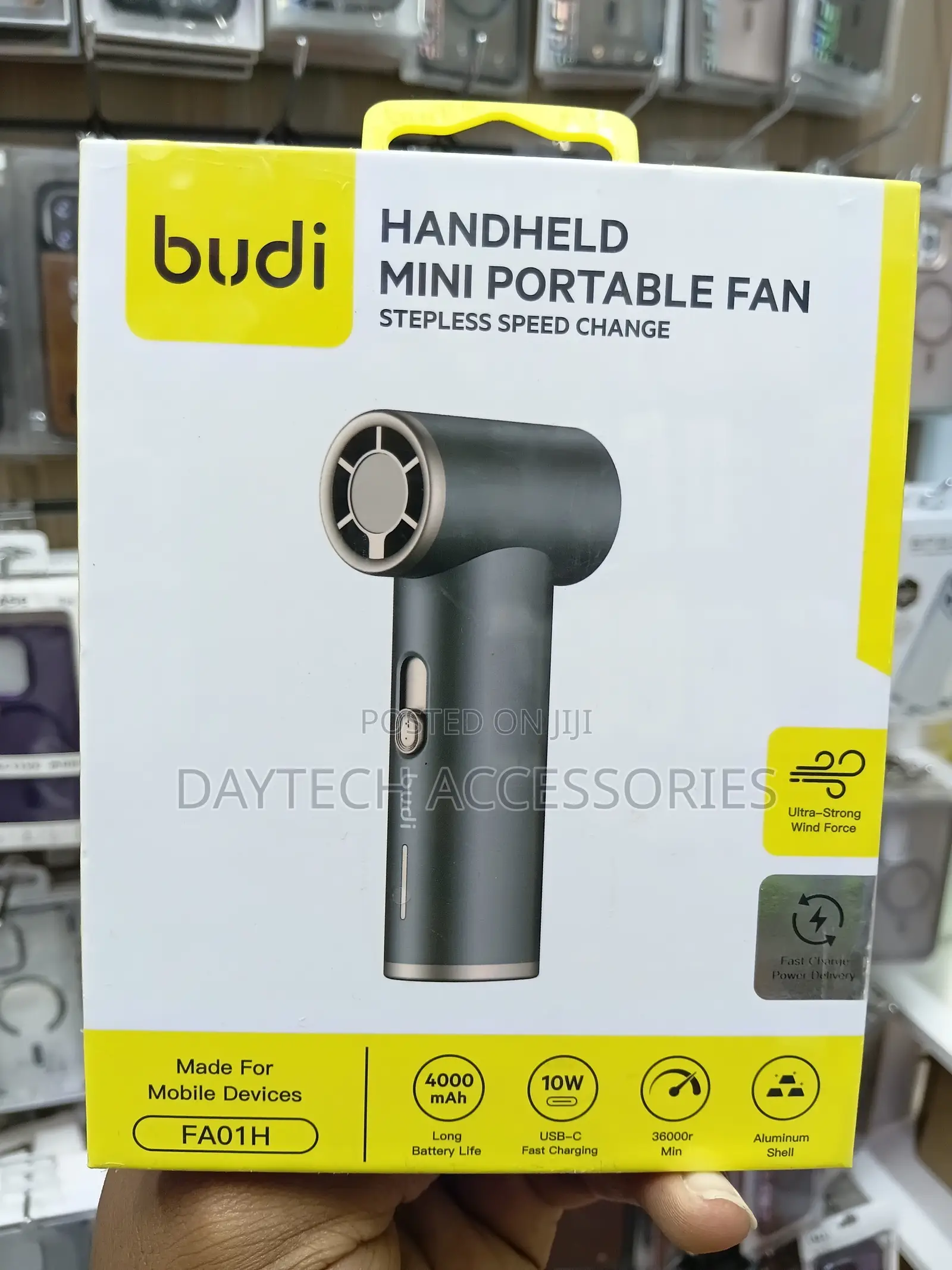 Budi Handheld Mini Portable Fan - Black