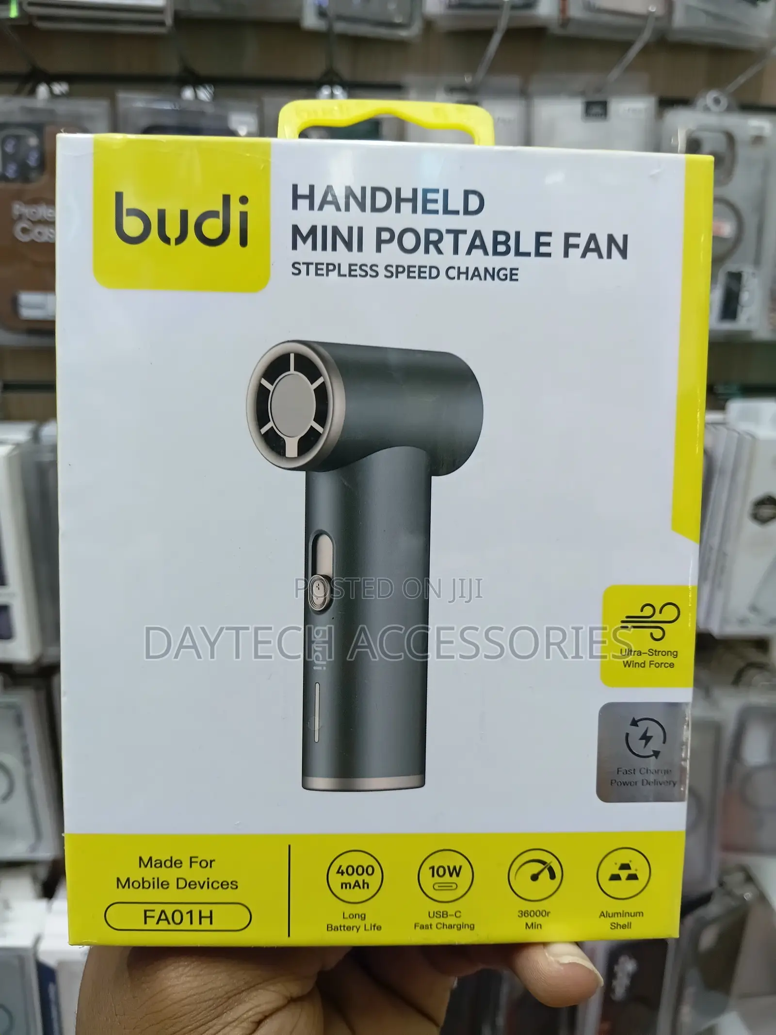 Budi Handheld Mini Portable Fan - Black