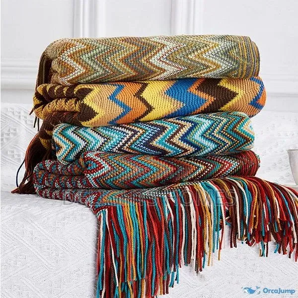 Bohemian Knitted Throw Blanket-Hg