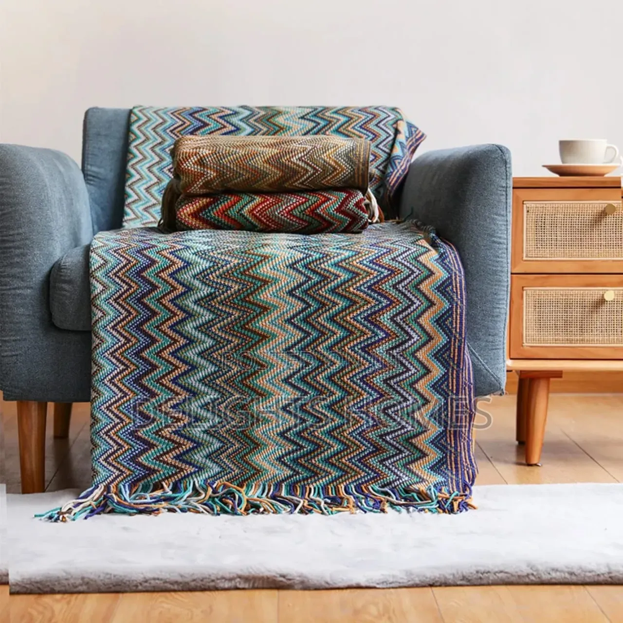 Bohemian Knitted Throw Blanket-Hg