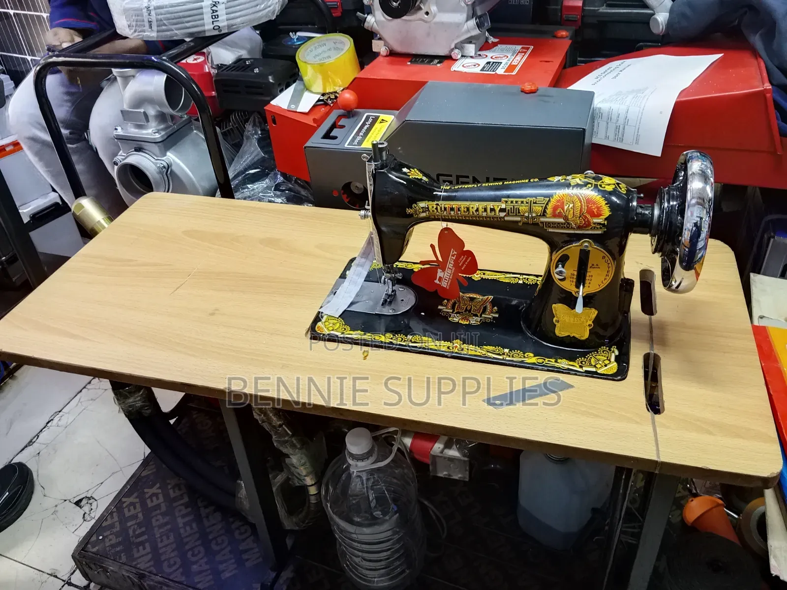 Complete Butterfly Sewing Machine Head and Table