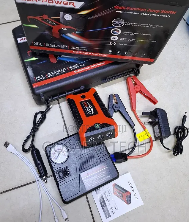 Portable High Power Car Jump Starter With Air Compressor Power Bank
