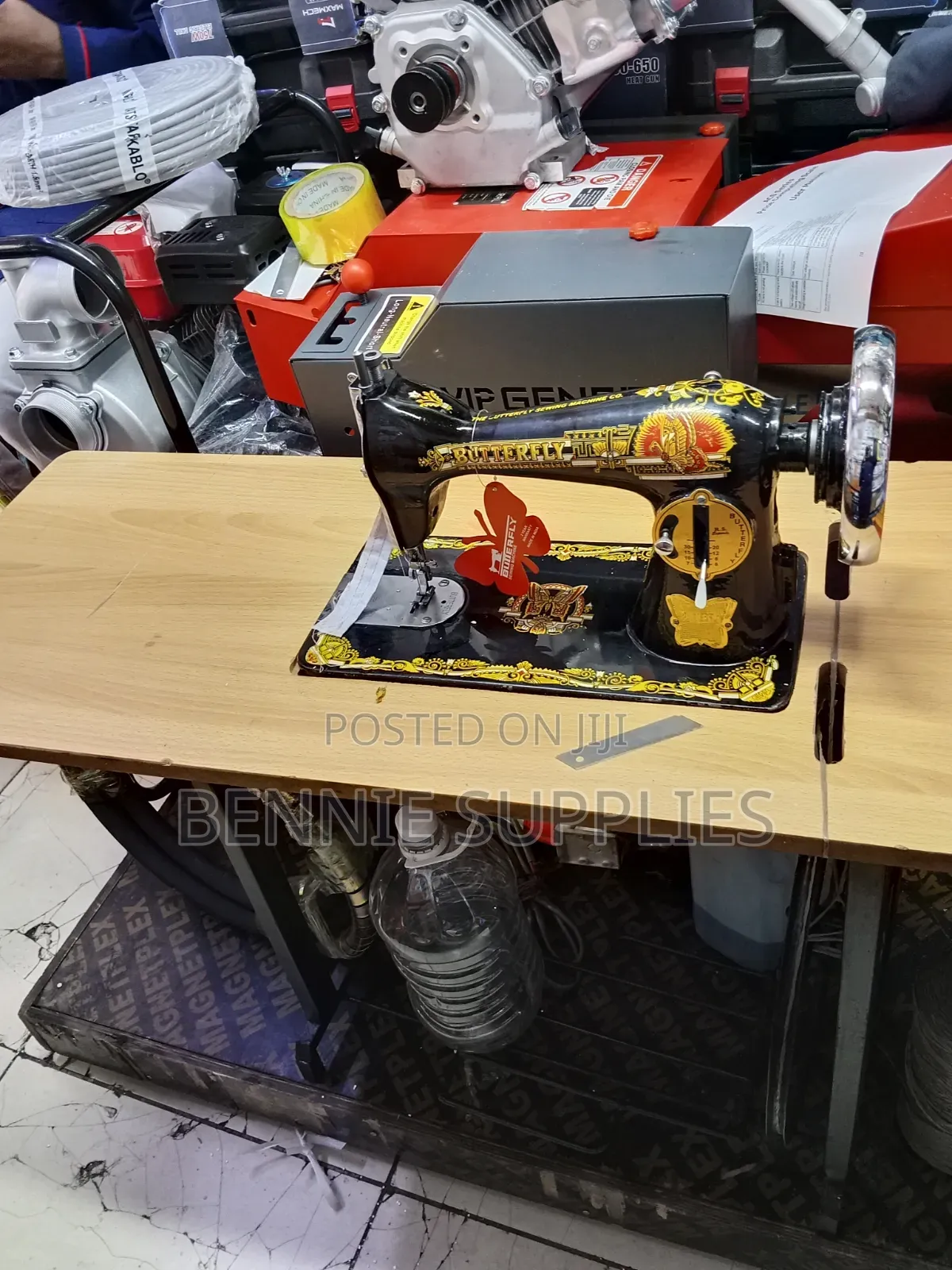 Complete Butterfly Sewing Machine Head and Table