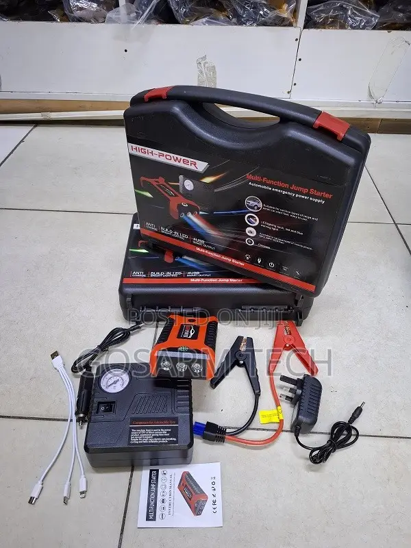 Jump Starter Portable Power Bank With Flashlight Tyre Inflator